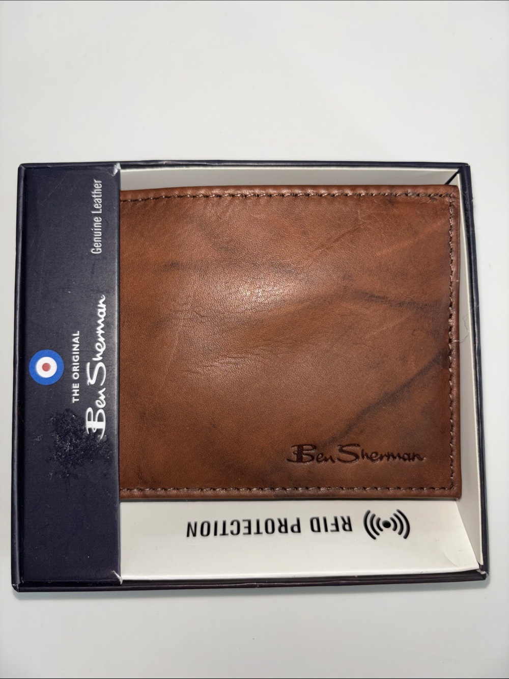 Ben Sherman Brown Leather Bifold Wallet with RFID